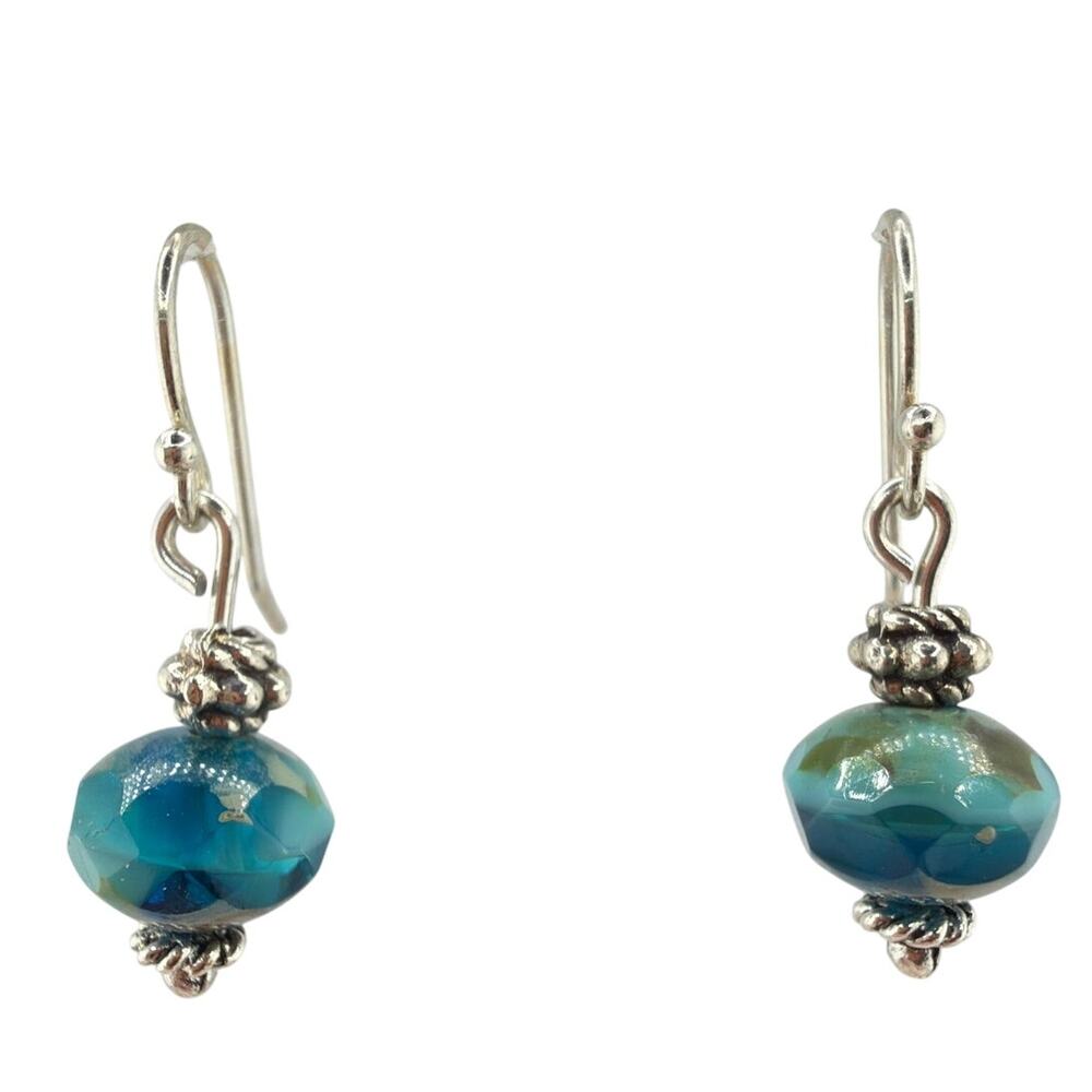 Artisan Czech Glass and Sterling Silver Dangle Earrings